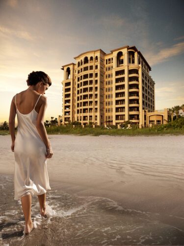 Girl walking on beach